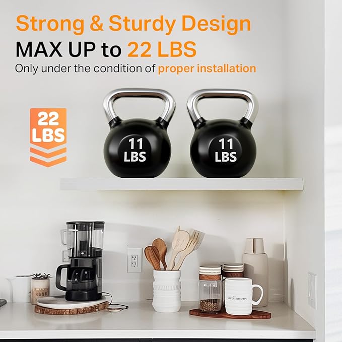 BAYKA Floating Shelves for Wall, 22.5 inches Wall Mounted Rustic Wood Shelves for Bathroom, Bedroom, Living Room, Floating Shelves for Books/Storage/Decor (White,Set of 3)