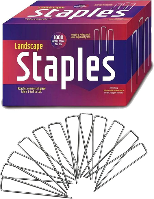 Ashman Garden Landscape SOD Staples and Stakes Pins for Weed Barrier Fabric, Ground Cover, Garden Hose, Lawn Drippers, Drip Irrigation Tubing, 1000 Pack Heavy Duty & Anti Rust