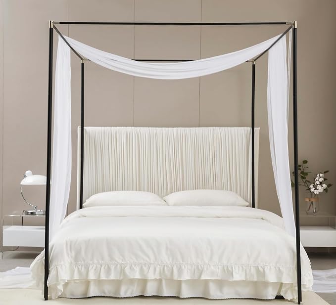 Akiky Canopy Bed Curtains White Bed Canopy Drapes Sheer Curtain Bed Scarf 1 Curtains Panel for Twin Size Bed décor