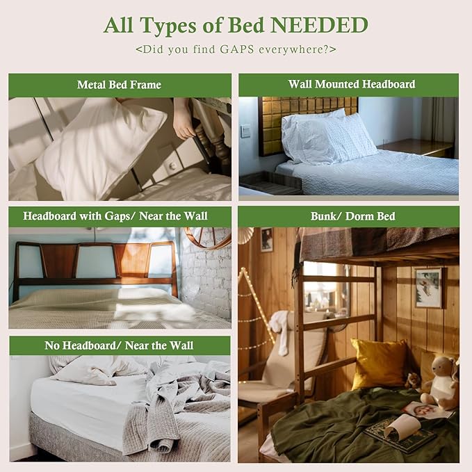 Bed Wedge Pillow for Headboard, Bed Gap Filler King of Headboard Pillow, Mattress Gap Filler Made with Triangle Pillow to Close The Gap (0-8") Between Headboard/Wall and Mattress (76"x8"x 6")