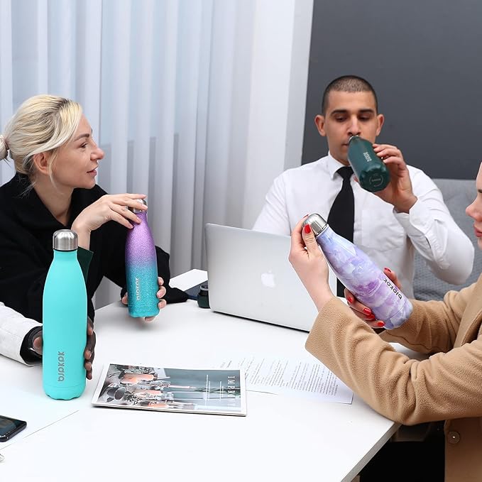 BJPKPK Insulated Water Bottles -17oz/500ml -Stainless Steel Water Bottles,Sports Water Bottles Keep Cold for 24 Hours and Hot for 12 Hours,BPA Free Water Bottle,Glitter Gold