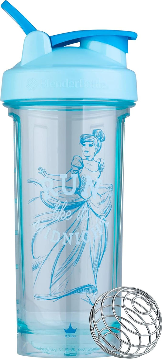 BlenderBottle Disney Princess Shaker Bottle Pro Series, Perfect for Protein Shakes and Pre Workout, 28-Ounce, Cinderella