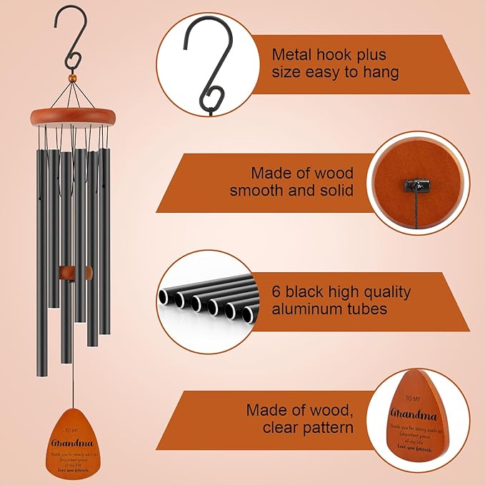 Birthday Gifts for Grandma, Grandmother Gift for Birthday, Mothers Day, Thanksgiving, Christmas, 32 Inch Wind Chimes Gift for Home Decor