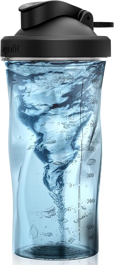 AQUAFIT Protein Shaker Bottle - Shaker Cups For Protein Shakes - Shaker Bottles For Protein Mixes, Protein Shaker Cup Bottle, Workout Shaker Bottle, Protein Shake Bottle, Mixer Bottle (Clear-Black)