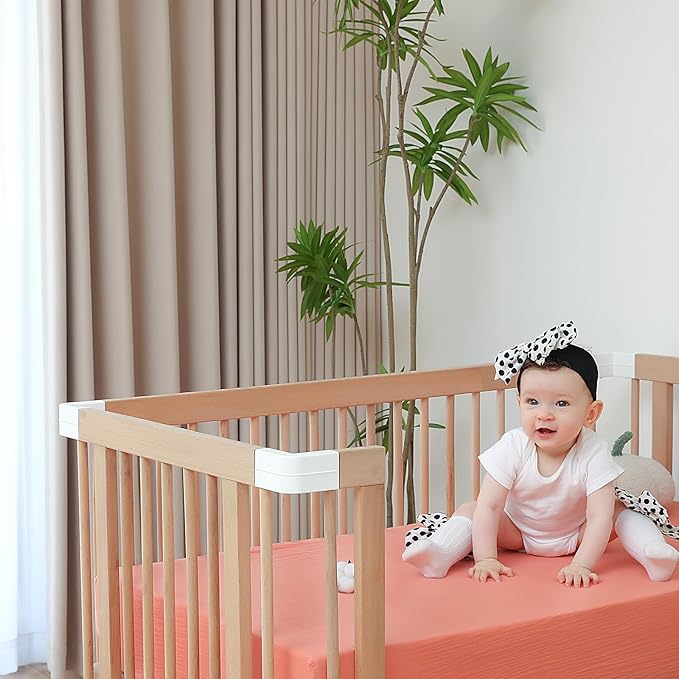 Breathable Crib Sheets for Toddler Bed Mattresses 100% Muslin Cotton Crib Sheets Fitted Boys Girls 2 Pack Soft and Comfortable Boho Bedding for Baby Neutral (Orange Pink&New Camel)