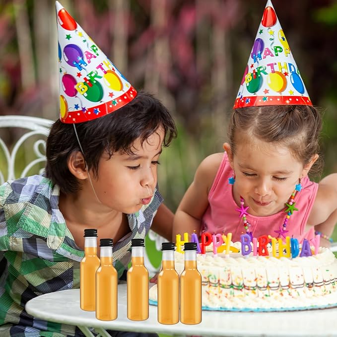 30 Pack 1.7oz Mini Liquor Bottles with Black Cap,Plastic Alcohol Bottles with 10 Funnels,Airtight Plastic Spirit Bottle for Weddings,Party Supplies