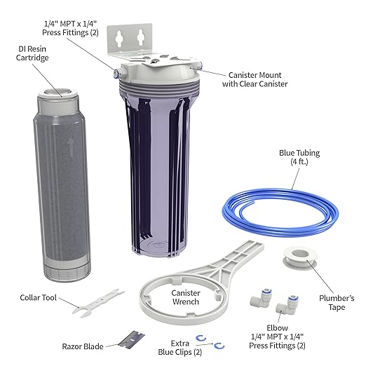 Aquatic Life DI Color Changing Mixed Bed Resin Water Filtration System, Single, Aquarium, Hydroponics