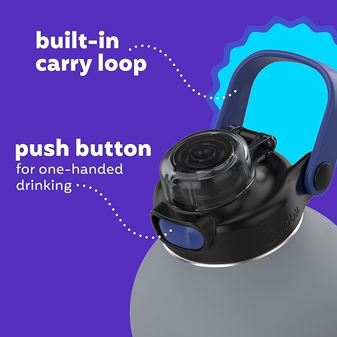 Bubba Radiant Stainless Steel Simple-Lid Rubberized Water Bottle, Bass, 64oz.