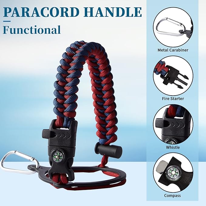 40 OZ Insulated Water Bottles with Straw Lid, Stainless Steel Water Bottle for Men Women, Wide Mouth Water Flask Sports Hydro Jug with Shoulder Carrier Bag, Paracord Handle, Straw & Spout Lids