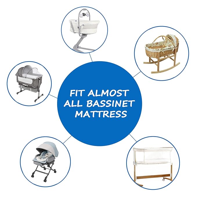 Bassinet Sheet for Baby Boy Girl 2 Pack Fitted Bassinet Sheet Set Universal Microfiber Soft Cradle Sheets for Oval Rectangle and Hourglass Bassinet Mattress, Grey and White