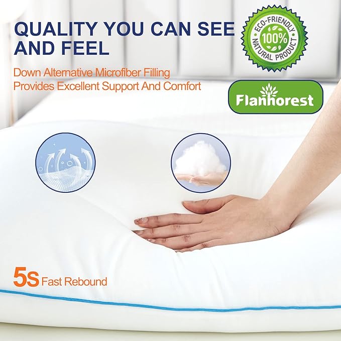 Bed Pillows for Sleeping - Pillows King Size Set of 2 Cooling Luxury Hotel Quality Pillow with Premium Plush Soft Down Alternative Fill for Side Back or Stomach Sleepers (King(Pack of 2))