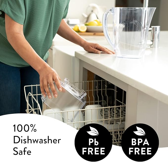 Aqua Optima 6-Cup Water Filter Pitcher Bundle Pack for Tap and Drinking Water with 6 Evolve+ Filter, Reduces Microplastics, Improves Taste, BPA Free, WQA Certified, Oria Design (White)