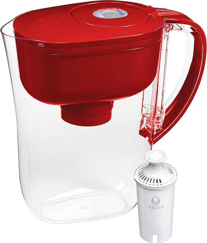 Brita Metro Water Filter Pitcher with SmartLight Filter Change Indicator, BPA-Free, Replaces 1,800 Plastic Water Bottles a Year, Lasts Two Months, Includes 1 Filter, Small - 6-Cup Capacity, Fiery Red