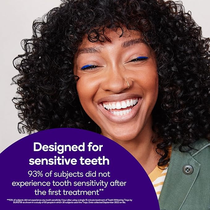 BURST Sensitive Teeth Friendly Whitening Kit | 3 Treatments with 12.5% Hydrogen Peroxide | Up to 3 Shades Whiter After First Use | Prefilled Gel Trays