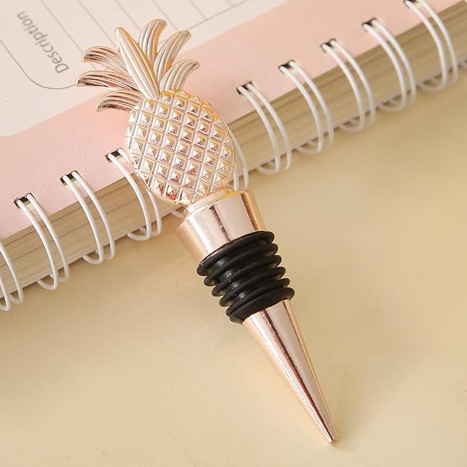 12PCS Wine and Beverage Bottle Stoppers Pineapple Wine Cork Plug for Birthday Wedding Favor Bridal Party Shower or Engagement Souvenir Gift Supplies with DIY Kraft Tags (12, Pineapple)