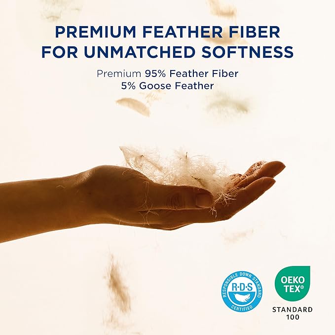 Bedsure Luxury Goose Feathers Down Pillow - 300 Thread Count Cotton Cover Gusseted Hotel Collection Bed Queen Pillow, Ultra-Soft High Elasticity Sorona Fiber Layer Pillows (2, Peyote, Queen)