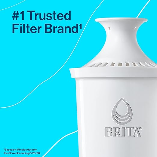 Brita XL Water Filter Dispenser for Tap and Drinking Water with 4 Standard Filters, Lasts 2 Months Each, 27-Cup Capacity, BPA Free, Gray