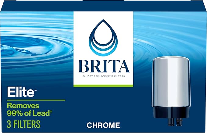 Brita Faucet Mount System Replacement Filter, Reduces 99% of Lead, Made Without BPA, Chrome, 3 Count