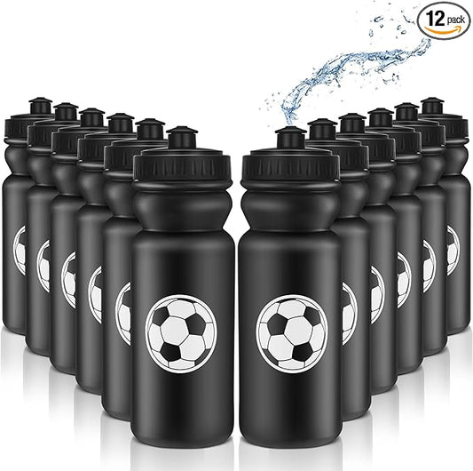 12 Pack Water Bottles Bulk 20 oz Reusable Squeeze Water Bottles Plastic Sports Bottle with Pull Top Cap Gifts Tumbler for Sports Travel Gym Party Supplies Friends Men Girls