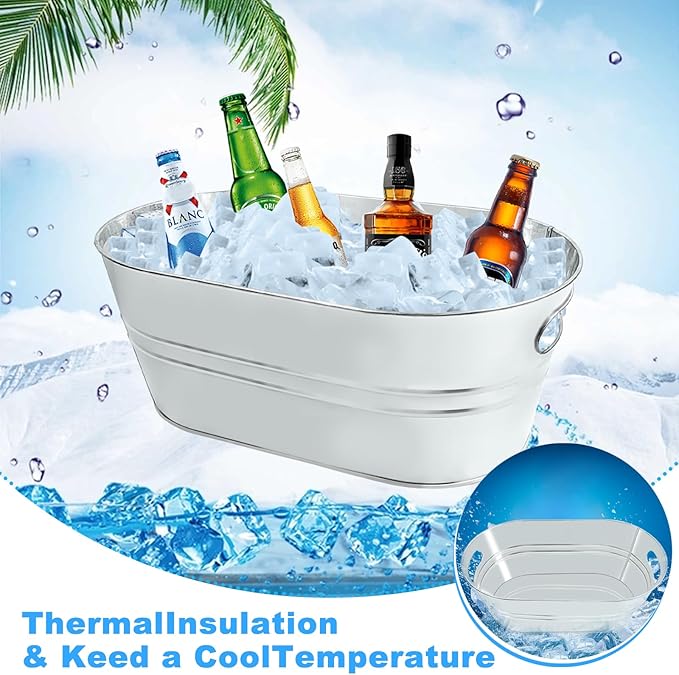 4Pcs 4 Gallon Galvanized Bucket Ice Bucket Large Metal Drink Buckets for Parties Beer Beverage Tub with Scoops for Champagne Cocktails Wine Cooling for Mimosa Bar Supplies