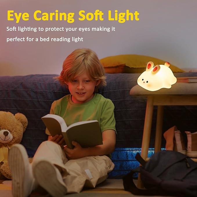 Bunny Gift for Girls, Bunny Night Lamp, Cute Table Lamp Gift for Kids Room Bedside, ABS+SIL, Touch Control, Birthday Gift for Boys and Girls (Bunny)...