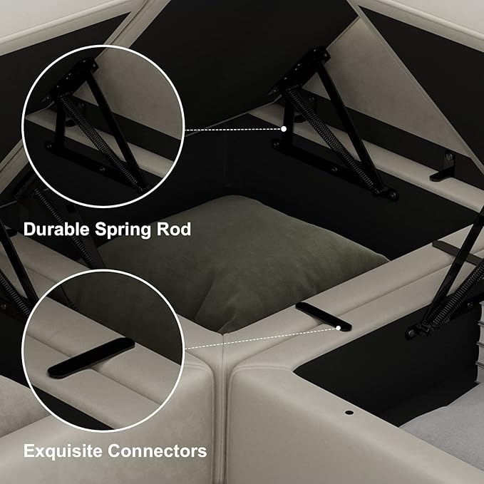 Belffin Modular Sectional Arm Chair Accent Chair with Storage Seat Single Club Chair for Apartment Velvet Grey