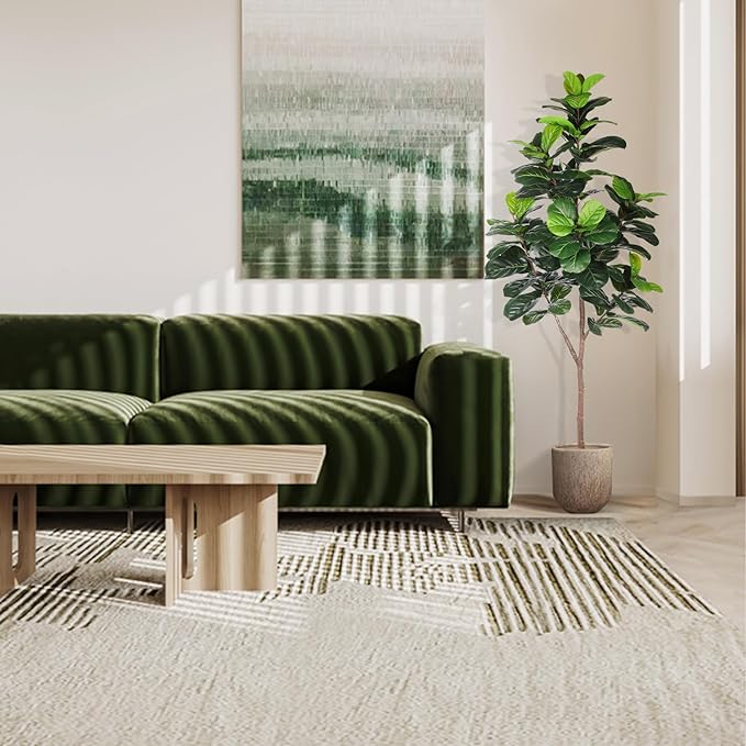 Artificial Fiddle Leaf Fig Tree - 6.5ft Faux Ficus Lyrata Plant with 108 Fiddle Leaves Fake Fig Silk Tree in Pot Artificial Tree for Indoor Outdoor Home Office Perfect Housewarming