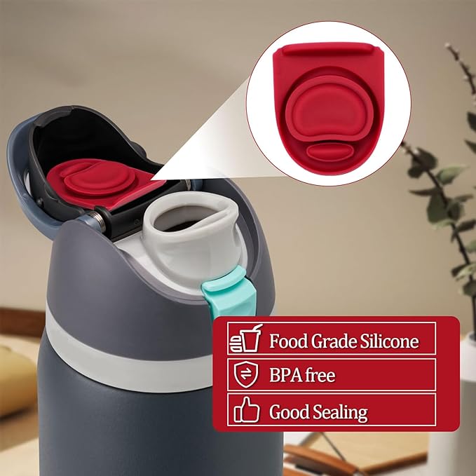 4Pcs Replacement Stopper for Owala Free Sip 24oz 32oz, Water Bottle Cap Mouth Seal Gaskets, Silicone Owala Replacement Lid Stopper, Owala Water Bottle 19oz 40oz Accessories,Burgundy