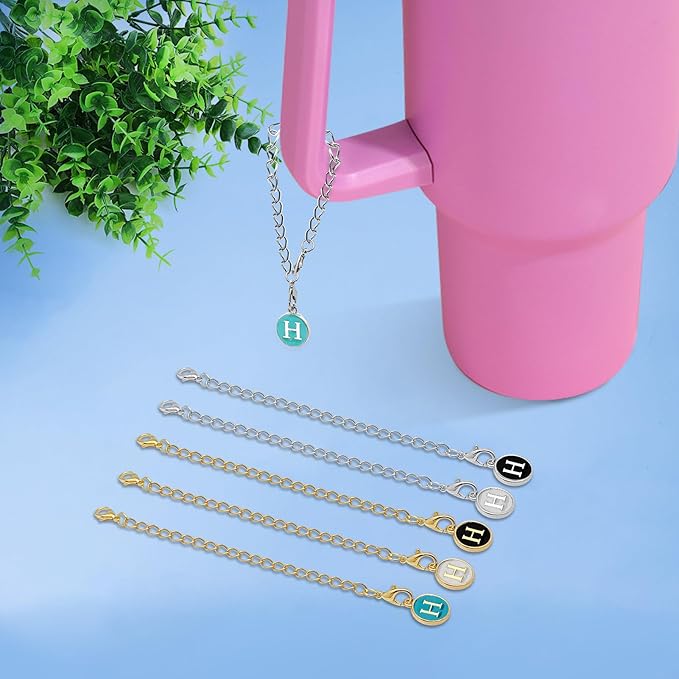 6PCS Letter Charm Accessories for Stanley Cup, Name ID Letter Handle Charm for Stanley Handle Identification Letter Pendant Handle Decoration for Stanley Tumbler Charms (Letter H)