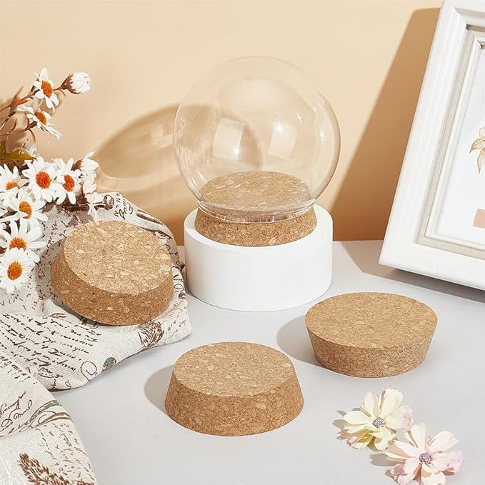 BENECREAT 4pcs Cork Stoppers, Tapered Wine Cork Plug Bottle Cork Stoppers, Replacement Corks for Wines, Decorative Bottles, Jars, Arts, DIY Crafts, 3.5x3inch