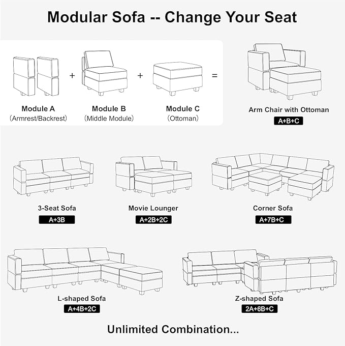 Belffin Storage Ottoman Module for Modular Sectional Sofa Square Seat Cube Velvet Foot Stool Blue