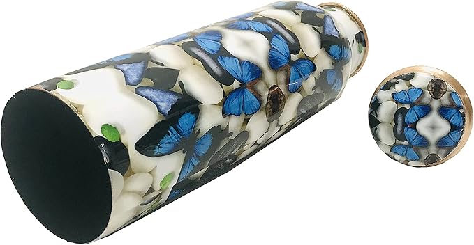 Blue Butterfly Copper Water Bottle 34 Oz Joint Free-Ayurveda Health For Travelling Purpose Copper water Drinking Water Bottle, Yoga Capacity Christmas gift Diwali Gift 1 litre