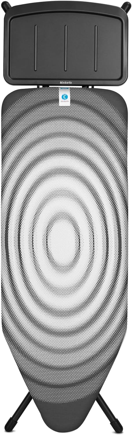 Brabantia - Ironing Board C - Extra Large Steam Unit Holder - Adjustable in Height - Non-Slip Rubber Feet - Cotton Cover with Foam Layer - Foldable XL Unit - Titan Oval - 49 x 18 inches