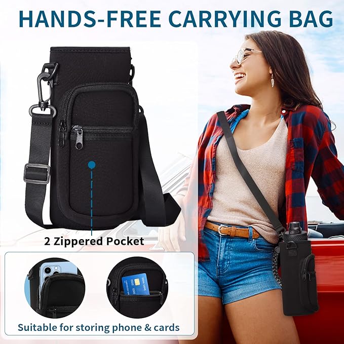 32 40/64/128 oz Flask Water Bottles Insulated - with Straw Auto Spout Lid, Water Bottle Stainless Steel Keep Cold 48H Hot 24H, Metal Water Bottle with Strap, Paracord Handle, Protective Boot