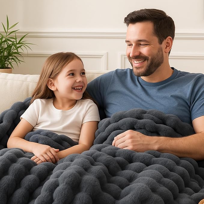 BENVWE Faux Fur Throw Blanket for Couch – Cozy Fuzzy Soft Plush Fluffy Thick Luxury Minky Bubble Blanket for Living Room Home Decor – Fathers Day Birthday Gifts for Women and Men, Grey, 51" x 63"