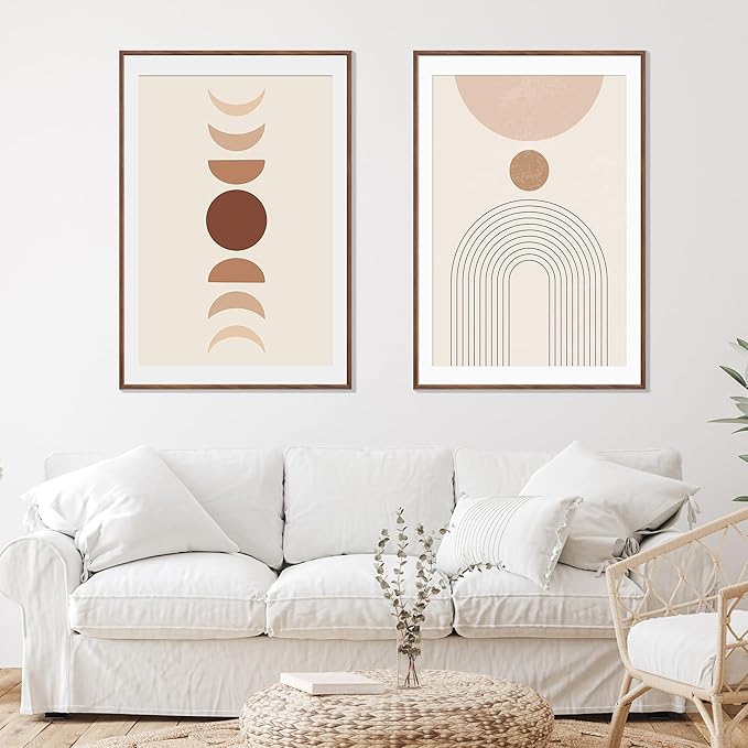 27x40 Poster Frame Set of 2 Natural Solid Walnut Photo Frames with 24x36 Removable Mat Wall Hanging Large Handcrafted Frame with HD Plexiglass Wall and Tabletop Display Large Picture Frame