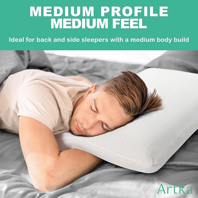 Artka 100% Natural Premium Talalay Latex Pillow, Latex Foam Pillow Medium Firm Helps Relieve Pressure, Neck and Shoulder Pain, No Toxic Memory Foam Chemicals, Best Gift (Queen (Extra Soft))
