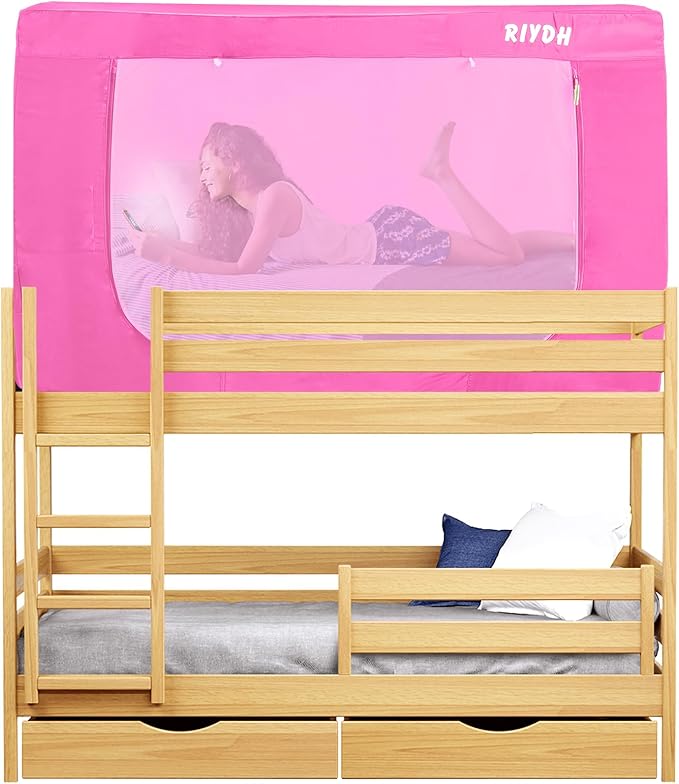 Bed Tent Bunk Twin Bed Canopy Tents - Portable Dream Tent for Kids and Adult Indoor Sleeping Tents 70% Blackout with 3 Doors Breathable Private Space Tents