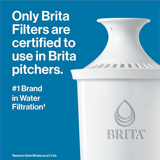 Brita Large Water Filter Pitcher, BPA-Free Water Pitcher, Replaces 1,800 Plastic Water Bottles a Year, Lasts Two Months or 40 Gallons, Includes 1 Filter, 10-Cup Capacity, Bright White