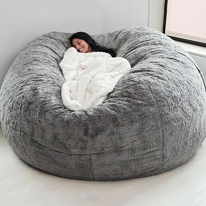 Big Huge Giant Bean Bag Chair for Adults, (No Filler) Bean Bag Chairs in Multiple Sizes and Colors Giant Foam-Filled Furniture - Machine Washable Covers, Double Stitched Seams (Gray 1,5FT)