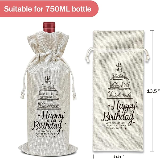 Birthday Wine Bag, Funny Wine Gifts for Women Men, Birthday Gifts for Mom Wife Friend Bestie, Party Favor Wine Champagne Gift Bag With Drawstring -02