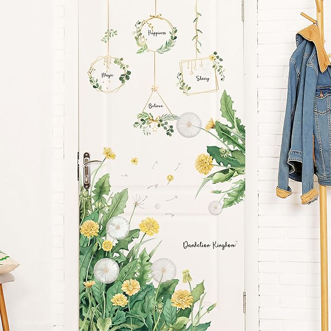 Botanical Green Leaves Wall Stickers Leaf Wall Decals Monstera Leaf Tropical Plants Wall Decals Bedroom Living Room Sofa TV Background Wall Decor