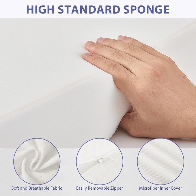 Bed Wedge Pillow for Headboard - Wedge Pillow Headboard King(76"x10"x6") - Foldable Bed Gap Filler/Headboard Pillow/Mattress Wedge - Fill Gap (0-8") Between Headboard and Mattress - Cream