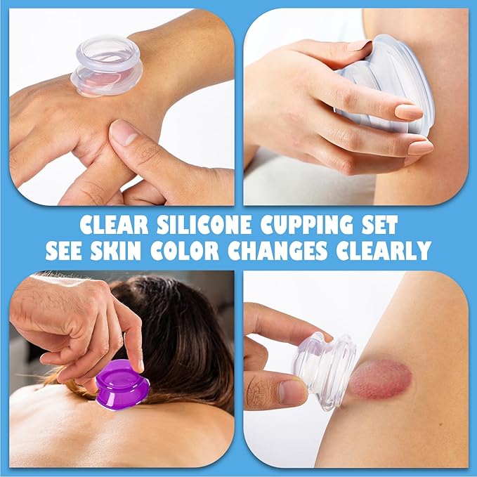 15Pcs Cupping Therapy Set-Professional Silicone Cupping, Suitable for Facial Body Massage/Deep Myofascial Release/Pain Relief/Muscle Relaxation & More (Purple,15pcs)