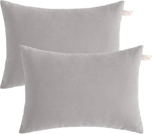 BEDSUM 2 Pack Pillows, 13"x18" Microfiber Pillows for Travel, Pet, Soft and Machine Washable Small Pillows for Neck, Wrist, and Knee Comfort, Light Grey