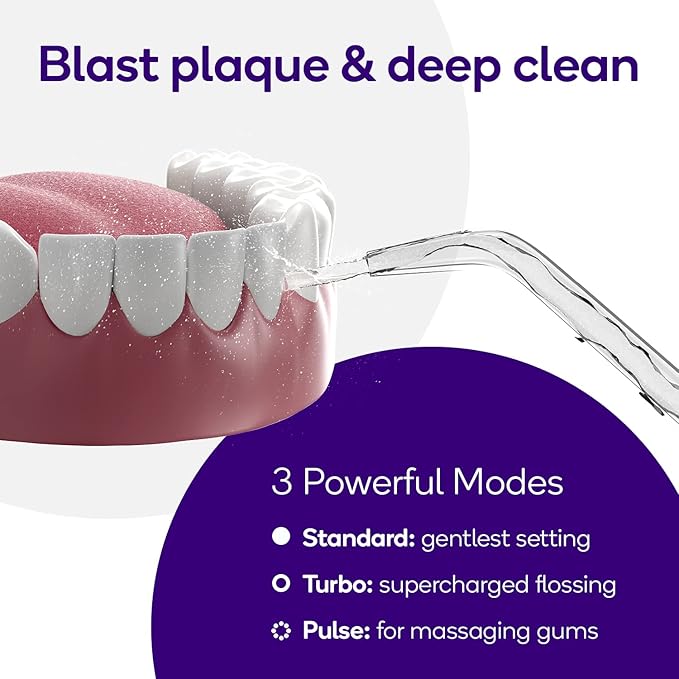 Burst Electric Water Flosser for Teeth Cleaning (3 Modes/Rose Gold) | Cordless | Plaque Removal Between Braces & Dental Work | Portable Floss | Refillable 110mL Tank