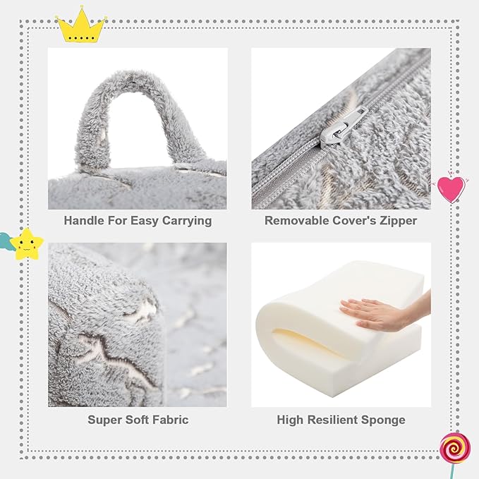 ALIMORDEN Kids Ultra-Soft Snuggle Foam Filled Chair, Glow-in-The-Dark Dinosaurs Fossil Pattern Toddler Cuddly Sherpa Reading Couch for Boys and Girls