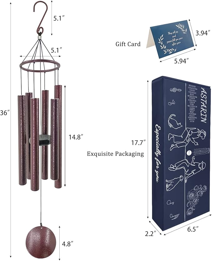 ASTARIN Sympathy Memorial Wind Chimes - Large Deep Tone Outdoor in Memory of Loved Ones - 36 Inch