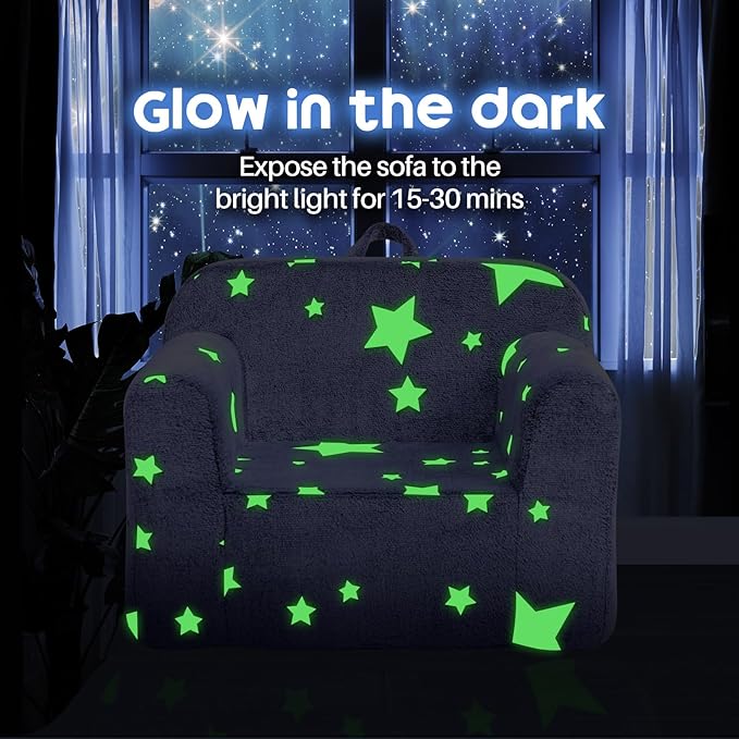 ALIMORDEN Kids Ultra-Soft Snuggle Foam Filled Chair, Single Cuddly Sherpa Reading Couch for Boys and Girls,Star