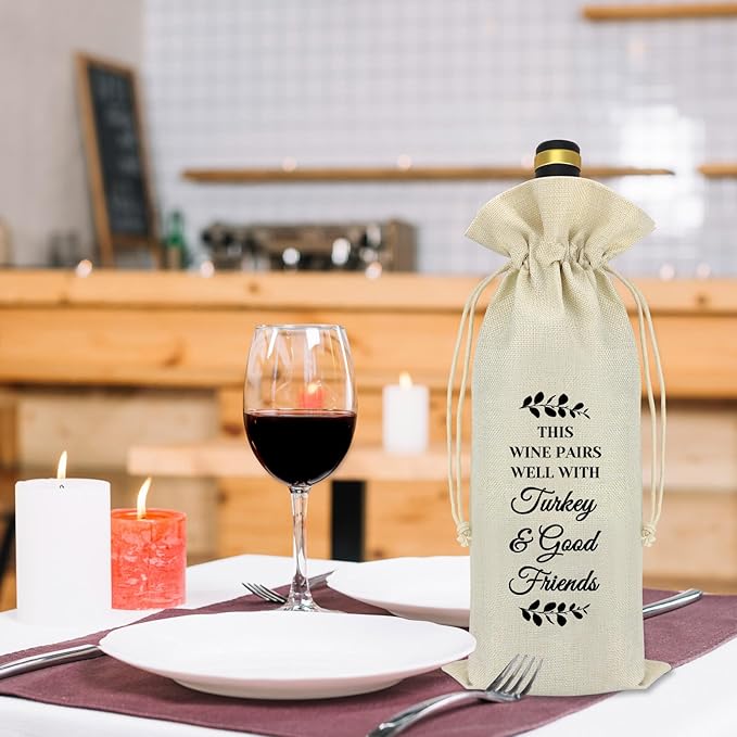 Best Friends Friendship Birthday Gifts for Women Wine Bag Good Friends Appreciation Gift Christmas Thanksgiving Day Graduation Gift for Men Female Sister Besties BFF Reusable Wine Bottle Cover